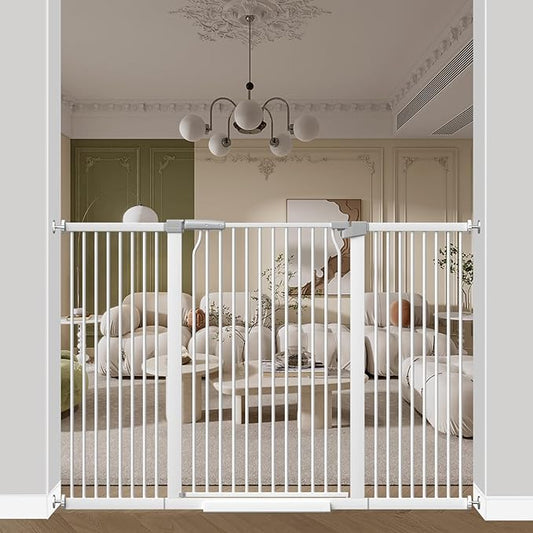 40.55" Extra Tall Baby Gate -57.5"-60.2" Extra Wide Baby Gate Pet Gate for Stairs and Doorways-1.37" Ultra Narrow Spacing Pressure Mounted Dog Gate with One-Handed Operation(57.5"-60.2")