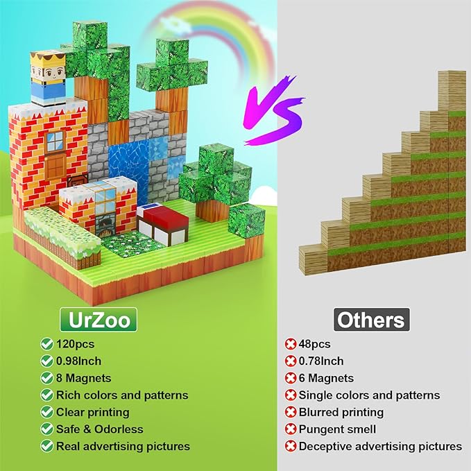 120PCS 1Inch Magnetic Blocks,Magnetic Building Blocks Toddler Toys for Kids 3+ STEM Buildable Sensory Toys for Toddlers Gifts for Christmas 3-5 6-8 Years Old Girls Boys