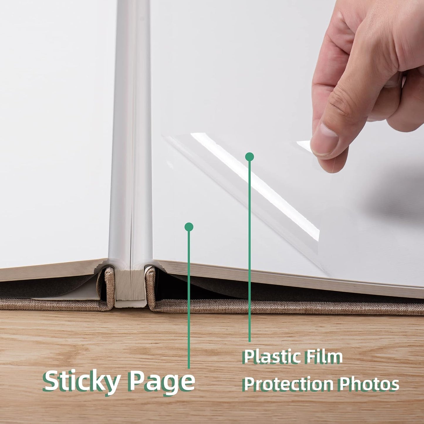 Large Photo Album Self Adhesive Scrapbook Album for 4×6 5×7 8×10 Pictures DIY Magnetic Linen Cover Album 60 Pages for Family Wedding Gifts with Metal Pen and Plastic Board