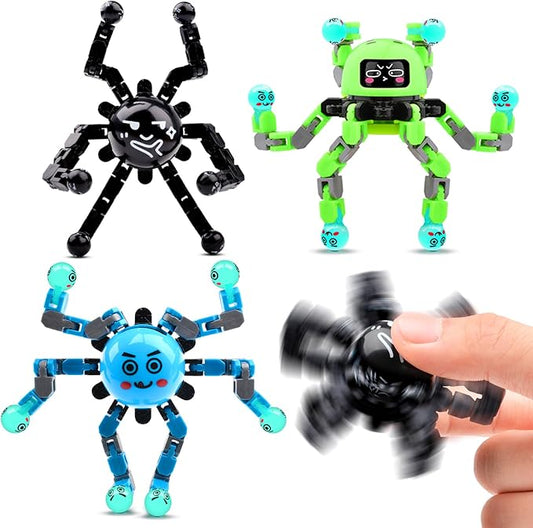 Transformable Fidget Spinner Toys for Kids and Adults,3 PCS Finger Sensory Toy for Boys Girls Autism ADHD Relief,Gifts for Chrismas Birthdays Party Favors for Teens Travel Stocking Stuffers