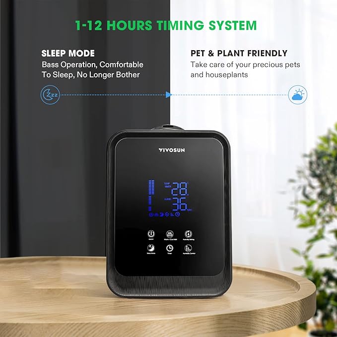 VIVOSUN 4.5L 2-in-1 Cool & Warm Mist Ultrasonic Humidifier with Essential Oil Box & Remote Control for Bedrooms, Offices, Plants, Babies, Dryness, and Skincare