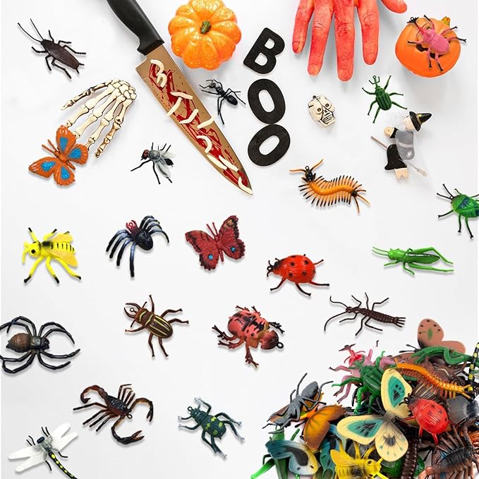 30 Pack Bug Toys Fake Plastic Bugs and Insects for Kids Toddler Halloween Birthday Party Favors Easter Valentines Basket Stuffers Goodie Bag Fillers April Fool's Day Prank Gifts Fake Bugs Toys