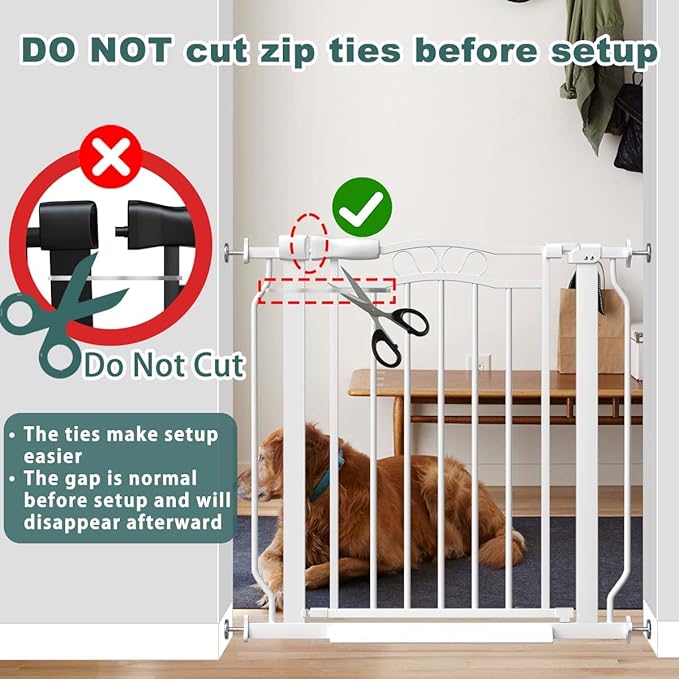 Fairy Baby 53.1"-62.5" Extra Wide Long Baby Gate, Dog Safety Gates & Gate Extensions for Stairs, Doorways, Hallways and Kitchen, Pet Garden Animal Barrier Fence Indoor Kid Gate Metal Auto Close, White