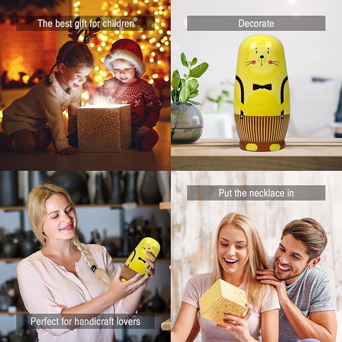 Tphon Nesting Dolls Wooden Russian Matryoshka Dolls for Toddlers Kids Handmade Toys Stacking Doll Set for Children Christmas Birthday Decoration Halloween Wishing Gift