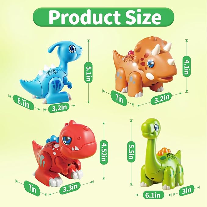 Dinosaur Toy Set for Kids Ages 3-5, Magnetic Mix or Match Dino Toys with Lights & Sounds, 24 Pcs Kits Include Flash Cards and Dinosaur Egg, Creative STEM Educational Gift for Boys and Girls