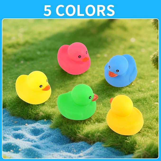 20Pcs Yellow Rubber Ducks Bath Toys, 5 Colors Bathtub Floating Squeaky Duck Bulk Baby Preschool Bath Toy for Baby Shower Infants Kids Toddler Birthday Party Decoration Gift(Large)