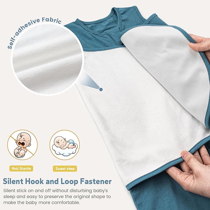 ZIGJOY Sleep Sack Swaddle 0.5 TOG Baby Wearable Blanket 100% Cotton Baby Swaddle Blanket for Newborns 6-12 Months for Boy Girl, Blue&Space