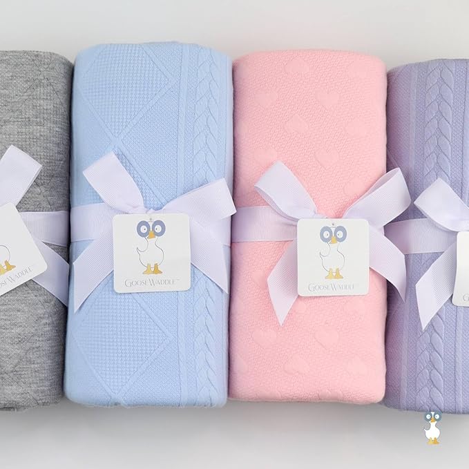 GooseWaddle Luxury Knit Baby Blanket (30”x40”), Premium Comfort from Ultra Soft Fabrics That Get Softer with Use, Perfect for Any Infant Nursery, Boy or Girl, Machine Washable (Blue)