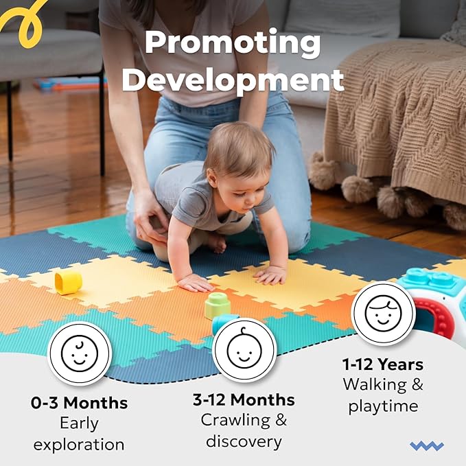 MioTetto Baby Play Mat, Soft Foam Floor Tiles for Kids. Adjustable Interlocking Foam Tiles, Fits with 50x50 Playpen Baby mat for Crawling & Development, Safe & Non-Toxic Playmat for Babies 6-12 Months