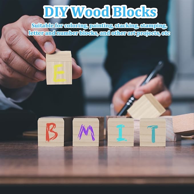 Wood Blocks for Crafts, 30 PCS 2 Inch Unfinished Wood Cubes, Natural Wooden Square Blocks, Unfinished Craft Wooden Squares for Arts and Crafts, Painting, Puzzle Making, DIY Projects