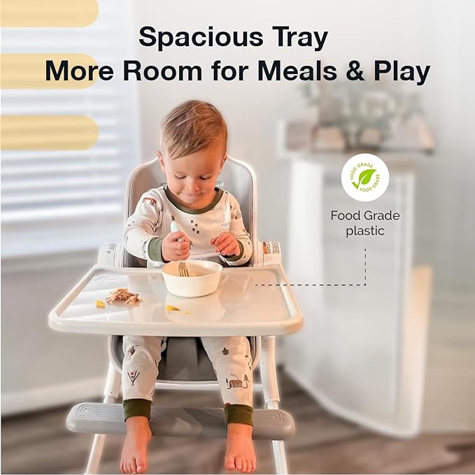 ORIBEL Cocoon Z High Chair & Baby Lounger | Perfect High Chair for Toddlers/Newborns | Glides Easily on All Surfaces | Secure Locks | Convertible Chair for Napping & Feeding (Ice Grey)