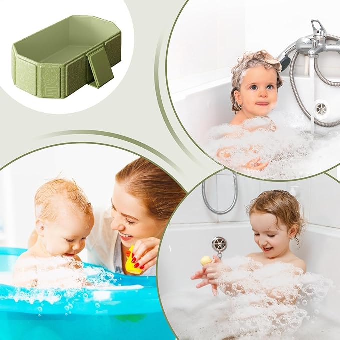 Baby Foldable Kids Bathtub for Infants to Toddler with Non-Slip Base,Easy Storage,Perfect for Small Spaces,White (Green)