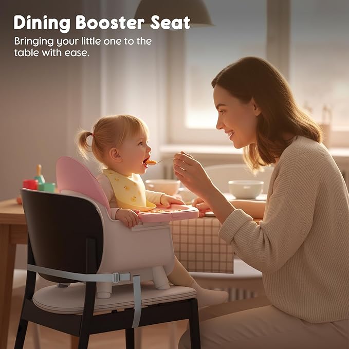 6 in 1 Baby High Chair, Convertible Highchair for Babies and Toddlers (Pink)