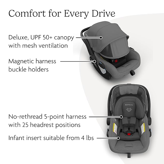 UPPAbaby Mesa V3 Infant Car Seat - Easy Installation + SmartSecure Technology - Attaches to Stroller | Base + Infant Insert Included - Greyson (Charcoal Mélange)