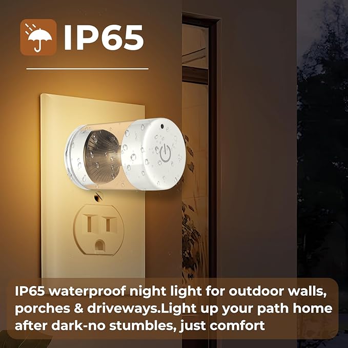 LED Night Lights,Dimmable Night Lights Plug into Wall with Dusk to Dawn Sensor,Touch Control 3-Color Temperature (3000K/4000K/5000K),Adjustable Brightness 100%-10%, for Bathroom,Nursery,Hallway,2 Pack