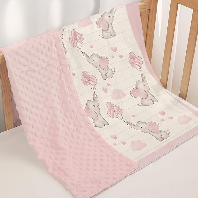 SANDJEST Elephant Kid Blanket for Girl - 30 x 40 Minky Throw Blankets for Girls - Gift for Kids on Birthday