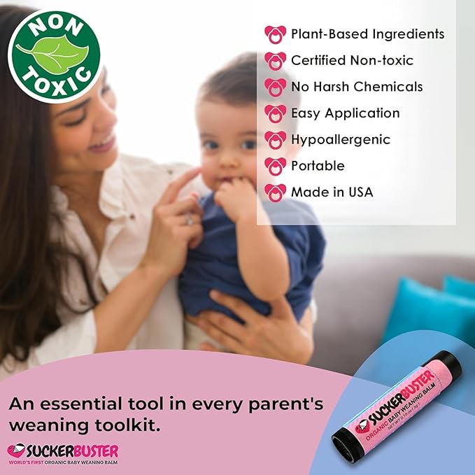 SUCKERBUSTER Baby Breastfeeding Weaning Balm Stick - 10oz, Organic Nipple Cream in Balm Stick - Postpartum Essentials, Stop Breastfeeding Essentials