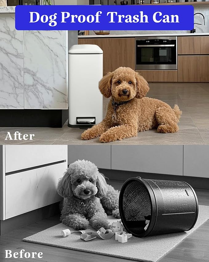 JM.YIPENG Bathroom Rubbish Bin, 5 Litre Cosmetic Bin, Small Waste Bin with Soft Close Lid, Bathroom Bin for Toilet, Bathroom, Bedroom, Living Room, White