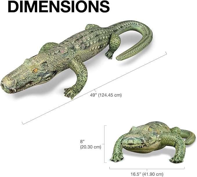 Jet Creations Alligator Inflatable 49"L (76" Head to Tail), Green with Armor Imprint, Realistic Wild Animal Toy – Sports Mascot, Pool & Garden Decor, Fall & Halloween, Photo Prop, Bird Deterrent, 1 PC