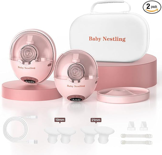 Breast Pump Hands Free, Smart Heated Base Promotes Milk Production, 40dB Quiet, Leak-Free Design, 4 Modes/12 Levels, 2Hr Cordless Wearable Breastfeeding Pump, 2 Pack Pink