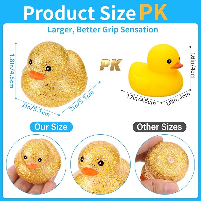 25Pcs Mini Glitter Rubber Ducks Bath Toys, Bathtub Floating Squeaky Duck Bulk Baby Preschool Bath Toy for Baby Shower Infants Kids Toddler Birthday Party Decoration Gift (Large)
