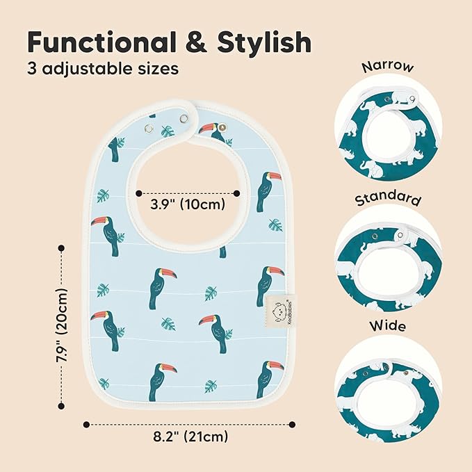 KeaBabies 8-Pack Organic Baby Bibs for Boys, Girls - Super Absorbent Cotton Drool Bibs for Baby Girl & Boy, Teething Toddler, Drooling Newborn, Ultra Soft & Machine Washable (Wildscape)