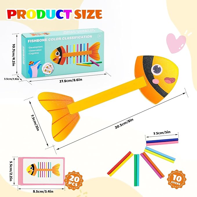 Montessori Wooden Color Sorting Toys for 3+ Year Old, Sensory Matching Game, Preschool Learning Activities Educational, Fine Motor Skill Development Toy Gift for Boys and Girls