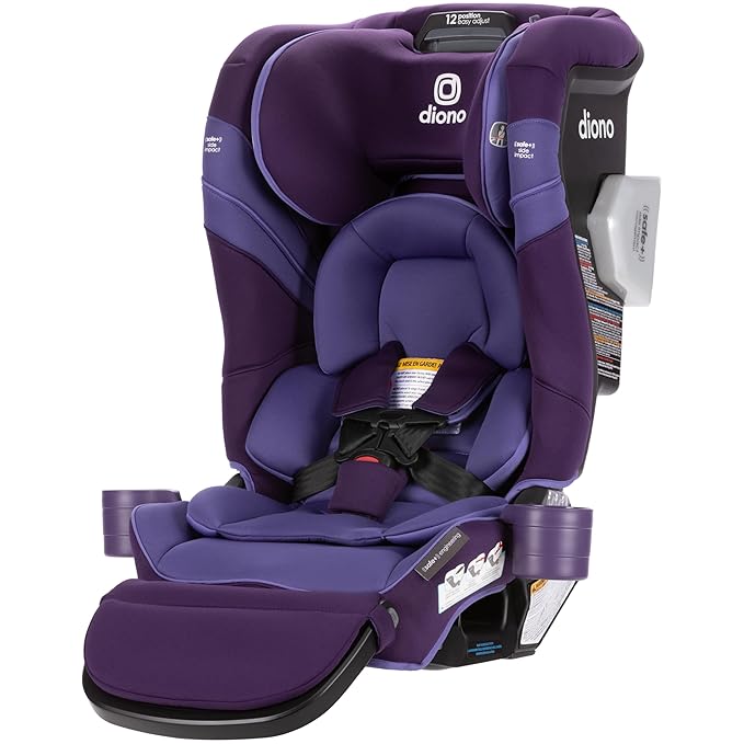 Diono Radian 3RXT SafePlus Max Rear and Forward-Facing Convertible Car Seat, 2-in-1 Anti-Rebound Bar and Calf-Support, 10 Years 1 Car Seat, Slim Fit 3 Across, Purple Wildberry