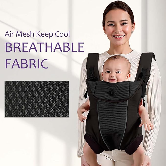 Ergonomic Baby Carrier with Adjustable Strap,4-in-1 Newborn to Toddler Carrier,Breathable Mesh Baby Carrier for Summer,Compact for Travel & Outdoor Adventures,Ideal for Infants 0-3 Years