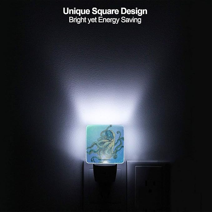 Led Night Light, Blue Octopus Decorative Plug in Nightlights,with Smart Auto Dusk to Dawn Night Light for Bedroom, Kitchen, Nursery, Bathroom