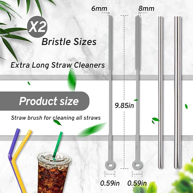 Reusable Silicone Straw Brush,Straw Cleaner,Pipe Cleaners,Extra Long Straw Cleaner Brush for Cleaning Bottle Metal Glass Straws Drink Lid,Straw Cover,Smoothie Straw,Drinking Straw Cleaner Brush