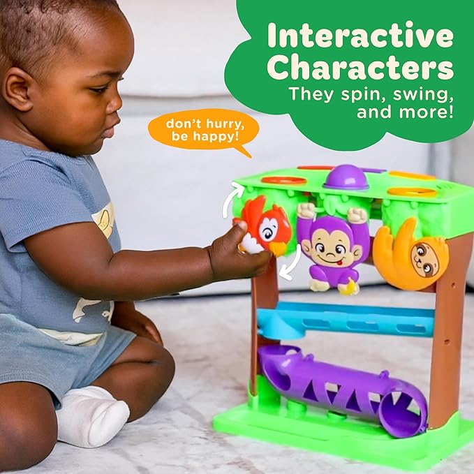 Move2Play, Hungry Jungle Animals, Interactive Toy for 1+ Year Olds, 6 to 12 Months, Baby Toy, 1 Year Old Birthday Gift for Girls, 9-12 Months, 6 7 8 9 10 12+ Months