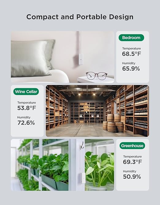 GoveeLife 2.0 WiFi Hygrometer Thermometer 3 Pack, Smart Humidity Temperature Sensor with App Notifications, 2-Year Free Data Storage Export, Temperature Humidity for Bedroom, Wine Cellar, Basements