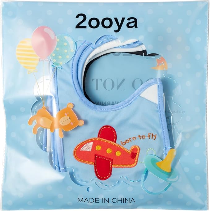 7Pcs Cotton Waterproof Baby Bibs Hook Loop Closure Newborn Bib Keepsake Baby Gift for Drooling Feeding Eating
