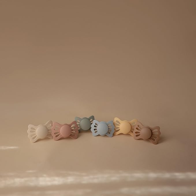 FRIGG Lucky Symmetrical SilkySoft Silicone Baby Pacifier | Made in Denmark | BPA-Free (Cream/Blush, 0-6 Months)