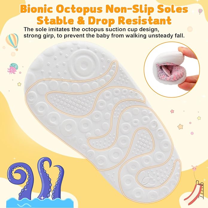 FEETCITY Baby First Walking Shoes Wide Baby Shoes Infant Sneakers Newborn Crib Shoe Barefoot Lightweight Slip On Shoe