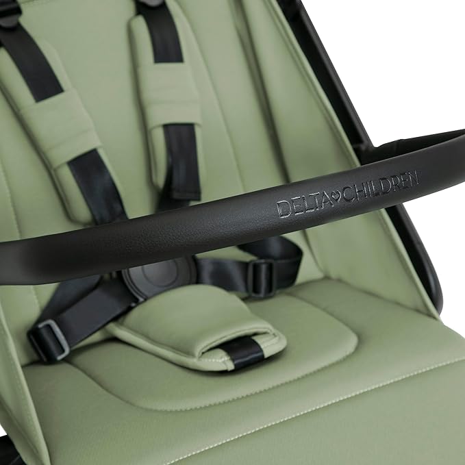 Delta Children Icon Ultra Compact Lightweight Everyday & Travel Stroller - One-Hand Fold - Only 15.6 lbs- Fits in Overhead Compartments - Greenguard Gold Certified - Multi-Position Recline, Sage Green