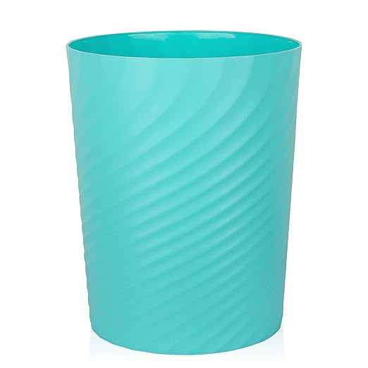 UUJOLY Plastic Small Trash Can Wastebasket, Garbage Container Basket for Bathrooms, Laundry Room, Kitchens, Offices, Kids Rooms, Dorms, (Light Blue, 1.8 Gallon)