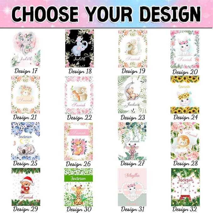 Artsadd Personalized Baby Blanket for Girls & Boys, Custom Animal Design, Perfect for Infant to Toddler, Customized Name & Nursery Bed Blanket, Custom Gift for Girl's & Boy's Birthday & Christmas