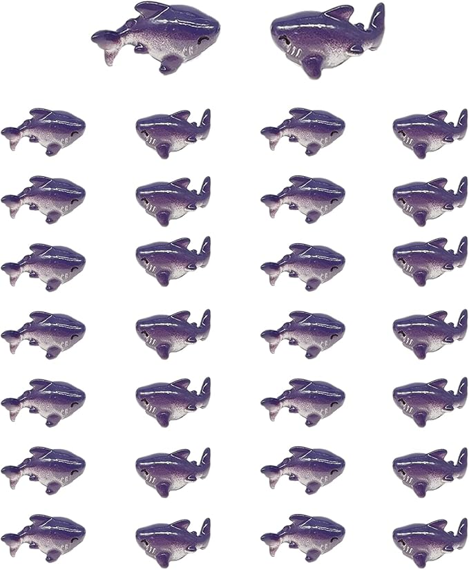 30Pcs Resin Shark, Mini Shark Statue, Tiny Shark Figurines, Miniature Shark,Mini tures Shark Aquarium Ornament for Fairy Garden Succulent Planter Moss Landscape