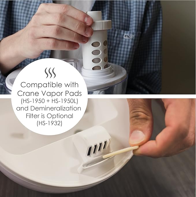 Crane Ultrasonic Teardrop Humidifier for Baby, Cool Mist, Auto Shut off, Adjustable Humidity, for Nursery, Bedroom, Clear and White, 0.5 Gallon