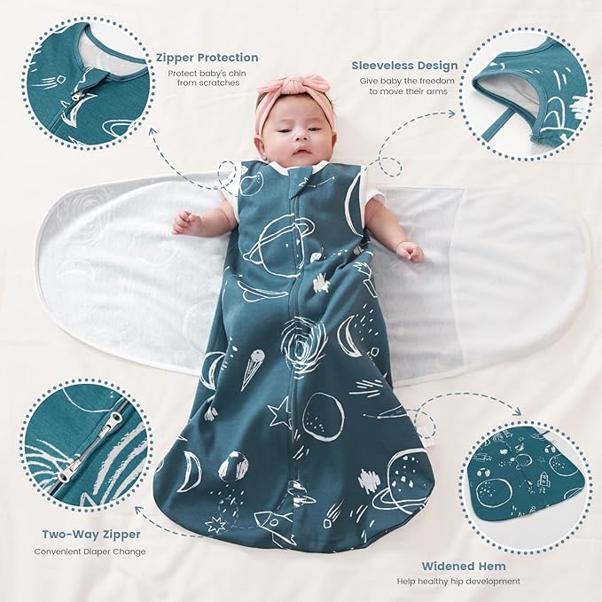 ZIGJOY Sleep Sack Swaddle 1.0 TOG Baby Wearable Blanket 100% Cotton Baby Swaddle Blanket for Newborns