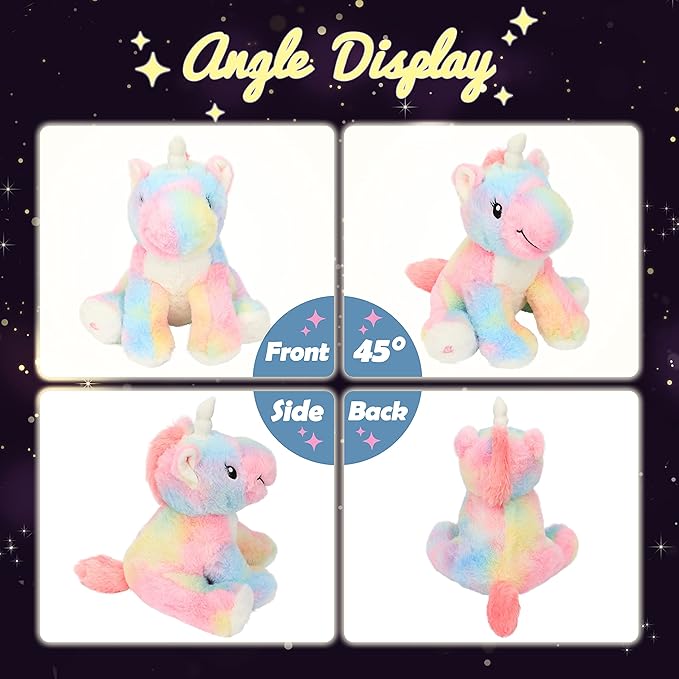 Hopearl LED Plush Unicorn Colorful Lighting Up Stuffed Animal Floppy Night Lights Glow in The Dark Birthday Gifts for Kids Toddler Girls, Rainbow, 12''