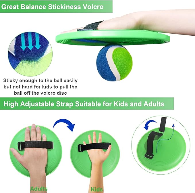 Jalunth Ball Catch Set Game Toss Paddle - Beach Toys Back Yard Outdoor Games Lawn Backyard Target Throw Catch Sticky Mitt Set Age 3 4 5 6 7 8 9 10 11 12 Years Old Boys Girls Kids Easter Gifts