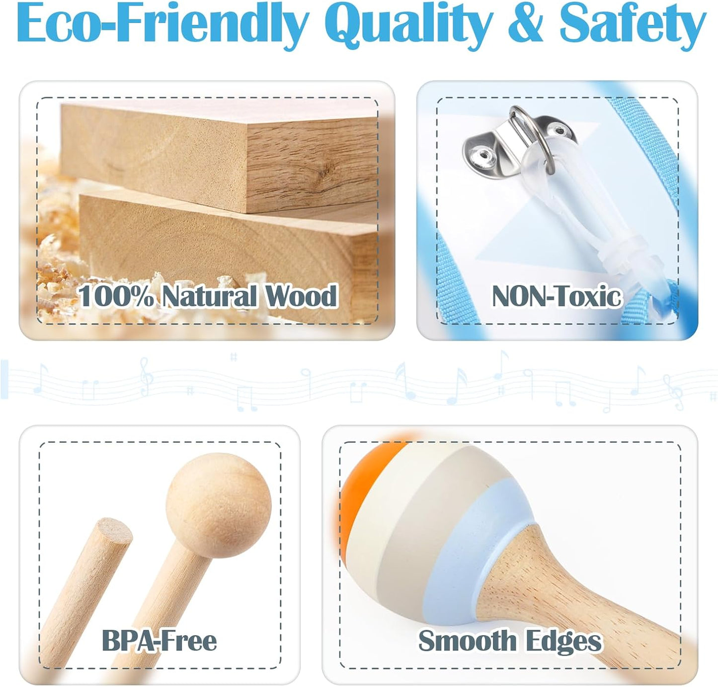 Drum Set for Boys - Toys for 2 3 Year Old Boy Birthday Gifts - Wooden Montessori Musical Instruments for Toddlers 2-4, Preschool Musical Toys with Snare Drum for Kids Age 3-5