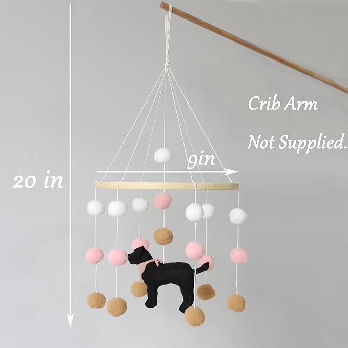 Baby Crib Mobile for Boys Girls Dog Theme Baby Mobile for Crib Mobile for Bassinet with Felt Ball