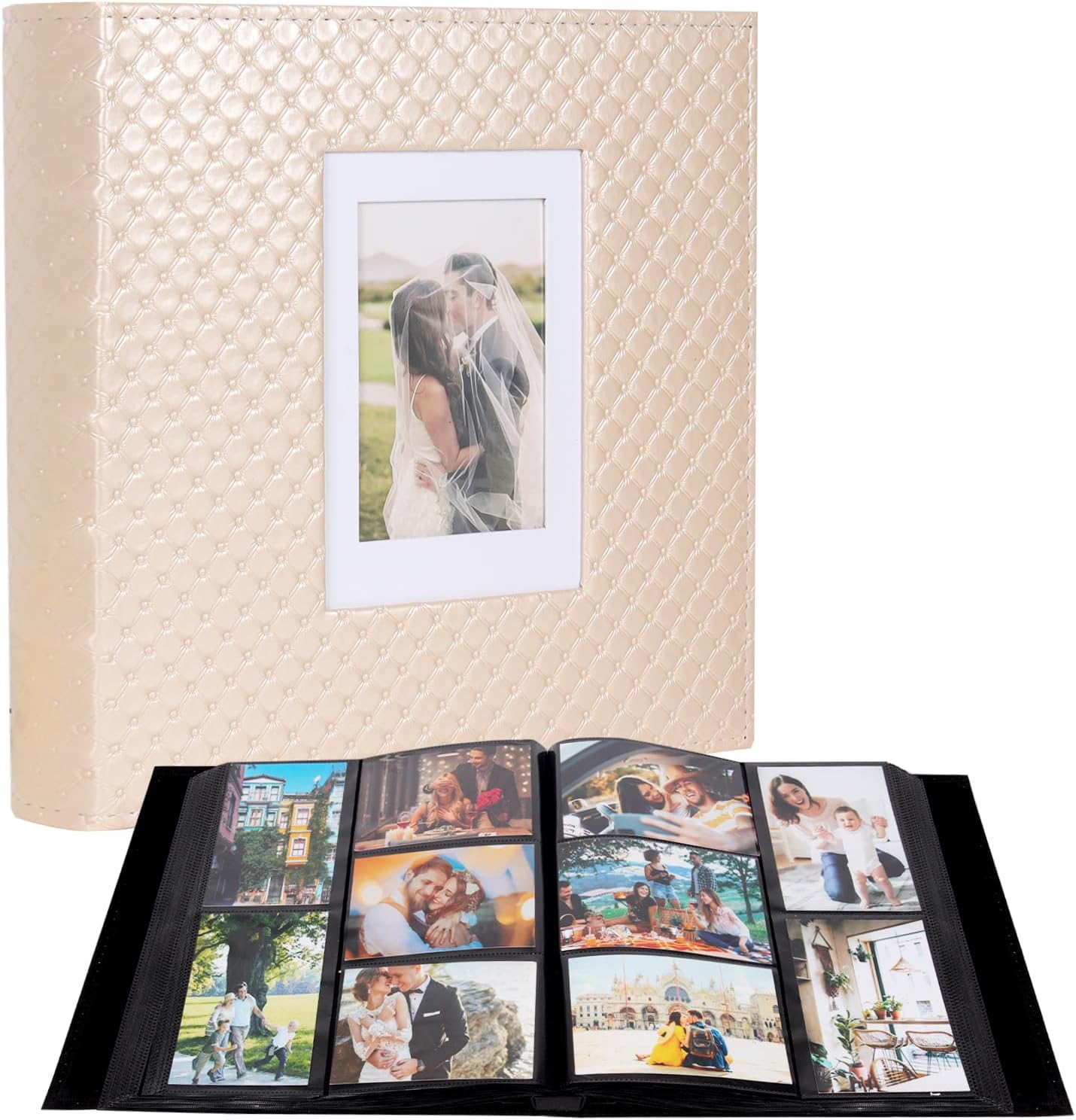 RECUTMS Photo Album 4x6 with 800 Pockets Leather Cover Large Photo Album Holds 800 Horizontal and Vertical Photos Slip-in Memory Photo Book for Family Baby Wedding Anniversary Travel(Pink)