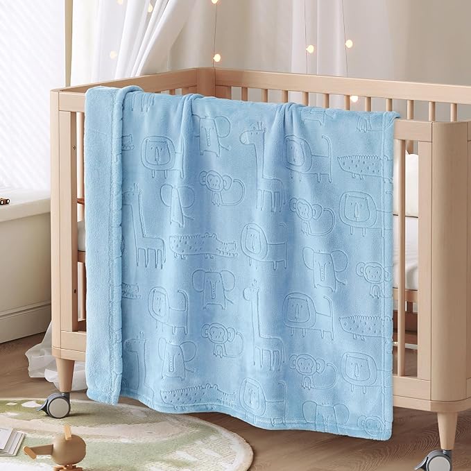 BORITAR Baby Blanket for Boys Girls Ultra Soft Fleece Warm and Lightweight Animal Blankets for Infant Toddler Newborn, 30x40 Inch, Blue