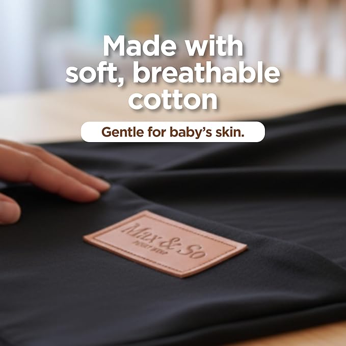 Baby Wrap Carrier - Premium Cotton Baby Carrier Wrap for Newborn to Toddler- Infant Carrier- Baby Holder One Size Fits All with Front Pocket (Black) by Max&so