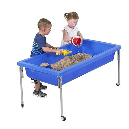 Children's Factory 24" Large Sensory Table, Sandbox with Lid, Water Table for Kids, Blue